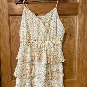 Francesca's Collections Yellow Floral Midi Dress